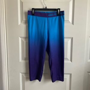 Nike Pro Combat Cropped‎ Compression Leggings - Blue/Purple - Size Medium